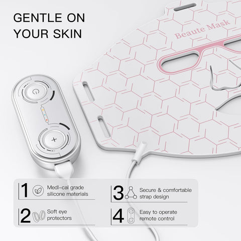 Lichttherapie - Rood Licht Therapie - LED-Therapie - LED-masker - Nabij-Infrarood Roodlicht - voor Gezicht - Flexibel Siliconen Lichttherapiemasker - voor Thuis - Gezichtsmaskers - Huidverzorging - Wit