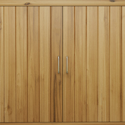 Outsunny Wooden Garden Shed with Slanted Roof, 2 Shelves & 2 Doors, Weather-Resistant Tool Cabinet, 110 x 50 x 85 cm, Brown