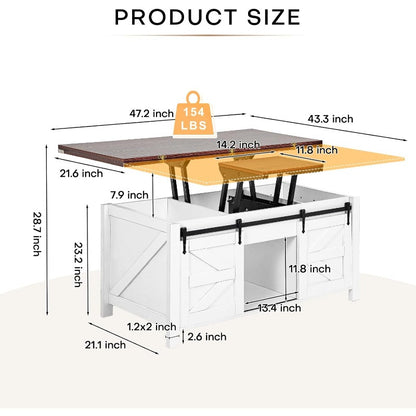 Salontafel – Koffietafel – Bijzettafel – Eettafel – Werkstation – Massief Hardhout – Verstelbaar Lift-Top Mechanisme