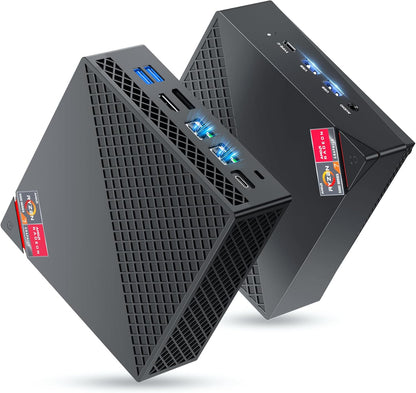 NiPoGi AM06 PRO Mini PC W-11 Pro AΜD Ryzen 7 7730U (8C/16T, tot 4,5 GHz), 16GB DDR4 512GB M.2 SSD, Mini Desktop Computer voor School/Kantoor, Dual LAN, 4K Triple Display, HDMI 2.0, Type-C, DP, WiFi 6