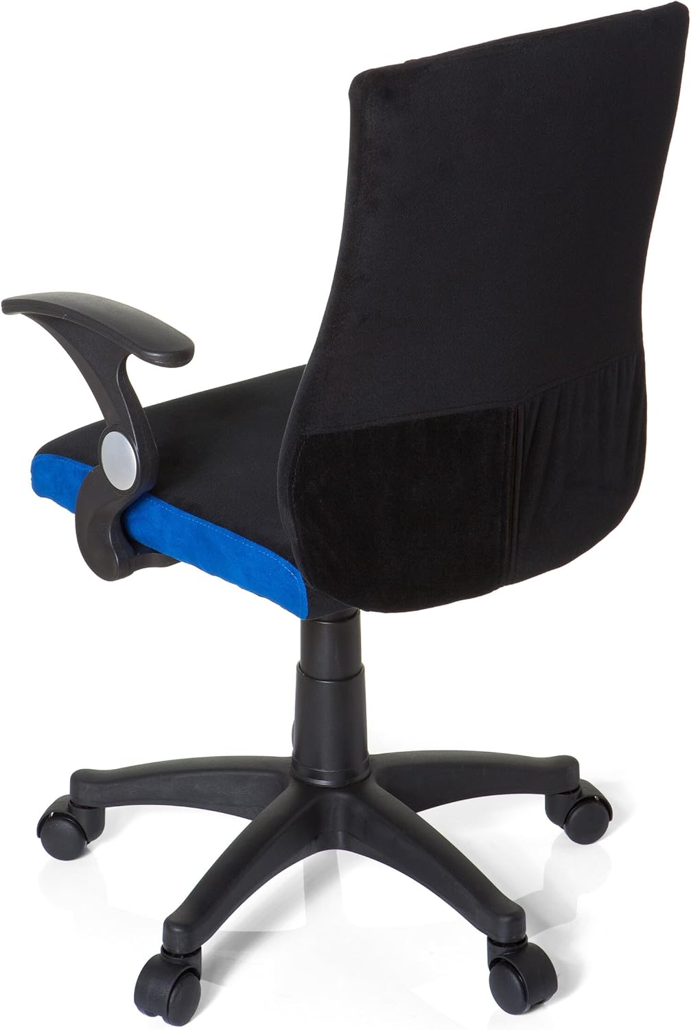 hjh OFFICE 670470 kinder bureaustoel KIDDY PRO AL stof zwart/blauw armleuningen comfortabele bekleding kinderstoel bureau chair