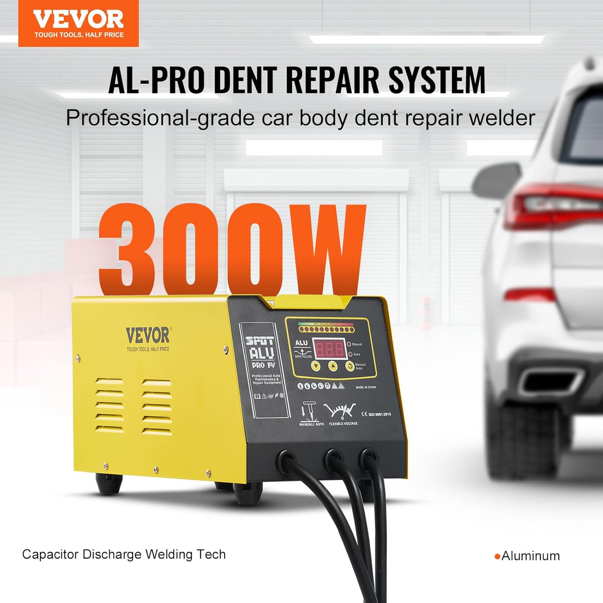 VEVOR 300 W Dent Repair Kit with Hot Air Gun, Dent Puller Automatic/Manual Welding Mode, Car Body Spot Welding Machine for Aluminium Repair
