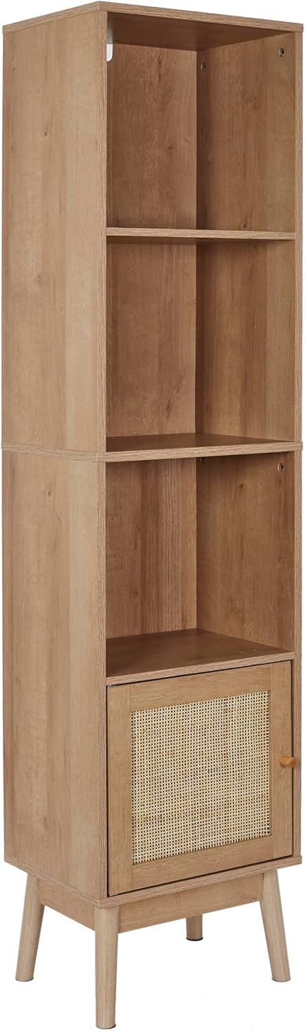 HOME DECO FACTORY, HD0225, 1-deurskolom, Bali-model, Natural Crush-collectie, meubel, kast, badkamermeubel, 40 x 160 x 30 cm, bruin - QUORE