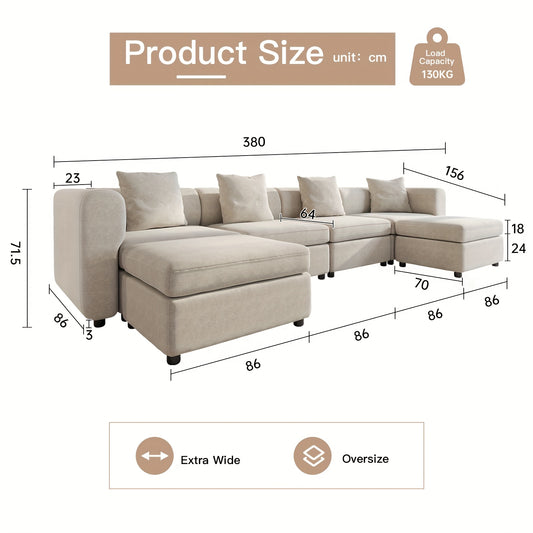 Moderne Modulaire Hoekbank – Loungebank – Zithoek – Sofa – Hoekzetel – 6-Persoons Beige Variant – Ruimtebesparend Ontwerp – Volledig Gemonteerd