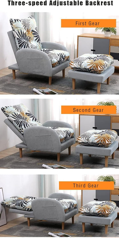 Relaxfauteuil – Verstelbare Fauteuil – Ligstoel – Sta-op Stoel – Relaxstoel – Met Voetenbank – 3 Verstelbare Posities – Draagkracht Tot 150 kg