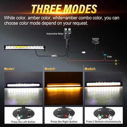 RIGIDON 23 inch 80W 8000LM Led Lichtbalk met 12V kabelboomset, Amber DRL, Led-verlichting Bar Rijdende Offroad Lichten Werklampen voor 4x4 auto voertuige vrachtwagen tractor ATV UTE SUV boot