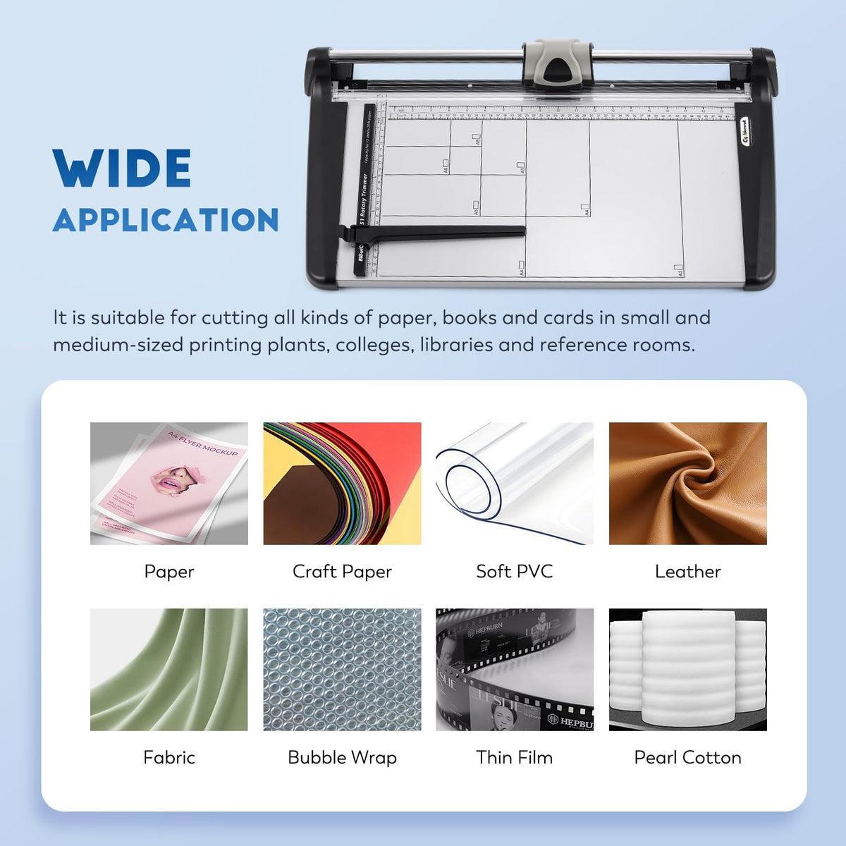 A3 Industriële Papiertrimmer – Papiersnijder – Papier Snijmachine – Guillotine – Roterende Papiersnijder – 480 mm Snijlengte – Tot 15 Vellen