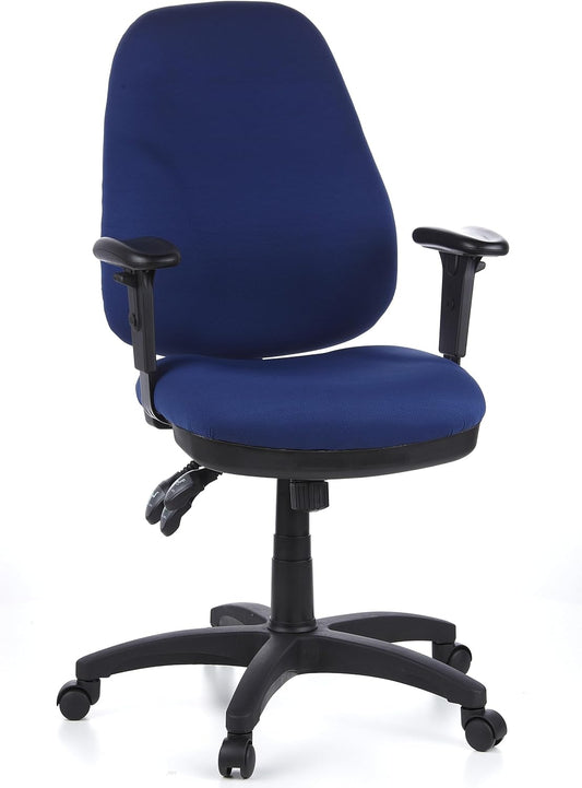 hjh OFFICE 702020 bureaustoel draaistoel Zenit Pro stof, blauw, extreem dikke vaste bekleding, zeer goede verstelmogelijkheden, in hoogte verstelbare armleuningen, ergonomische bureaustoel