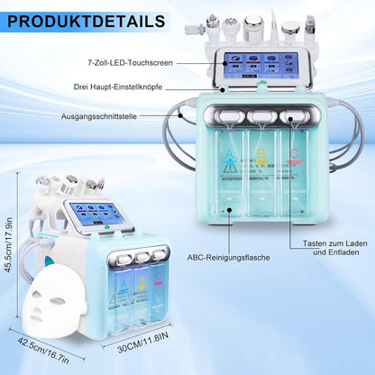 Hydrogen Oxygen Beauty Machine – Professioneel Gezichtsverzorgingsapparaat – Huidverzorgingsapparaat – Schoonheidsapparaat – Beauty Spa Apparaat – 7-in-1 met 6 functiekoppen – Waterstof- en zuurstoftechnologie