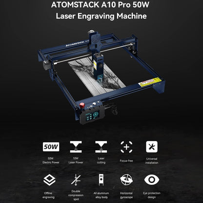 ATOMSTACK A10 PRO lasergraveermachine, 10W lasersnijder, 50W effect hoge precisie CNC-lasersnijden, 0,08 mm laserfocus, 410 x 400 mm groot gebied