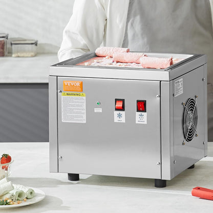 VEVOR Machine for fried ice cream rolls, 28 x 24 x 2 cm, pan for frying ice cream, ice cream maker with compressor and 2 scrapers, for making ice cream, frozen yogurt and ice cream rolls