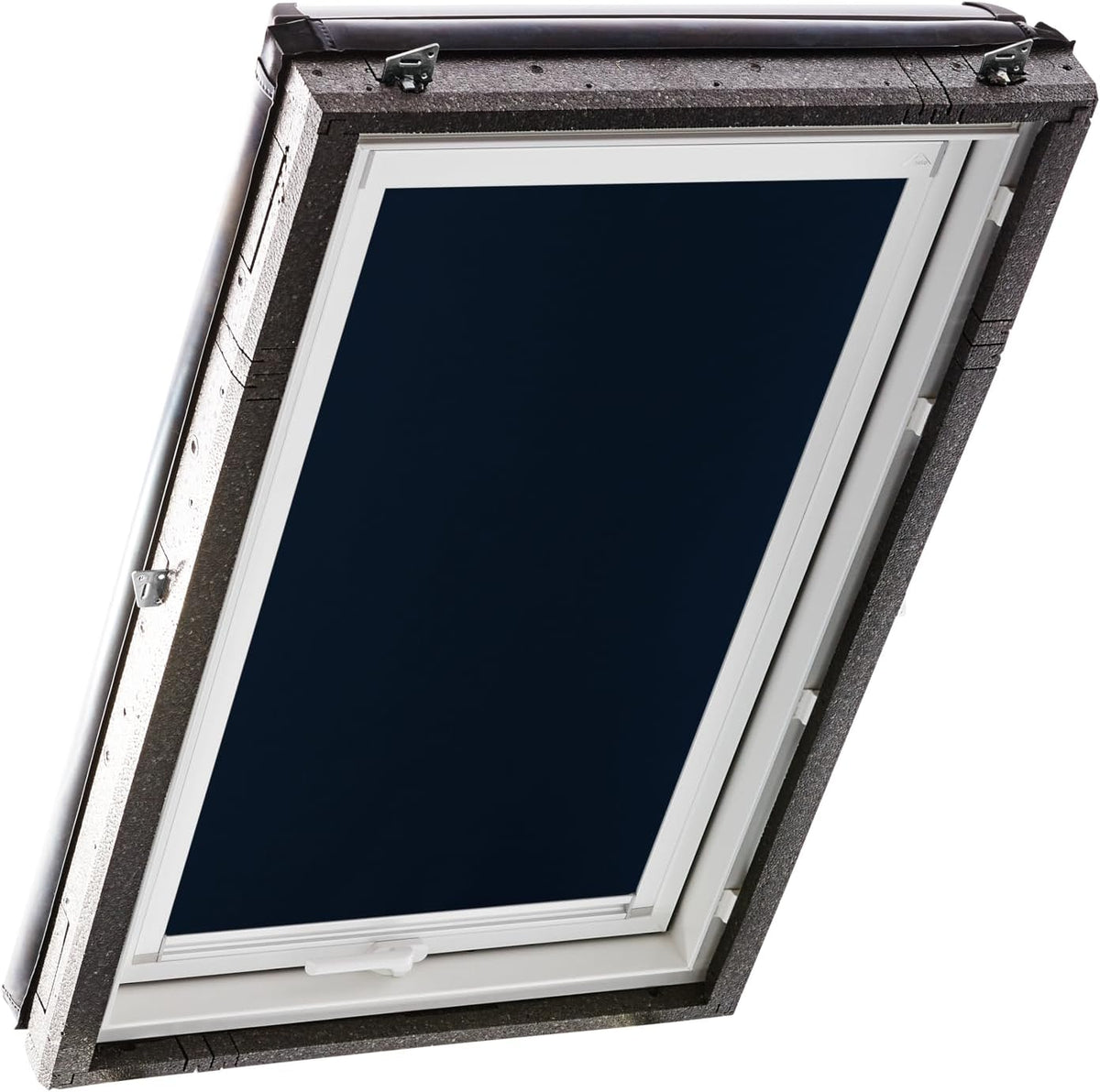 Original Roto Blackout Roller Blind ZRV Almost Full Darkening Guide Rail White For Roto Skylight Series Designo R4/R7 and Classic 43/73 with Size 074/118 | 07/11 Night Blue - QUORE