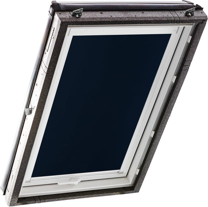 Original Roto Blackout Roller Blind ZRV Almost Full Darkening Guide Rail White For Roto Skylight Series Designo R4/R7 and Classic 43/73 with Size 074/118 | 07/11 Night Blue - QUORE