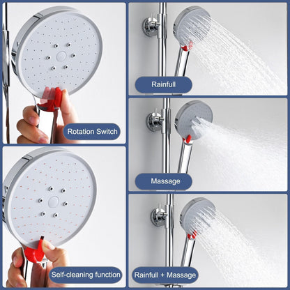 Doucheset – Douchesysteem – Regendouche – Handdouche – Thermostaatkraan – RVS 25 cm Regendouche – 3 Straalsoorten Handdouche – Verstelbare Douchestang