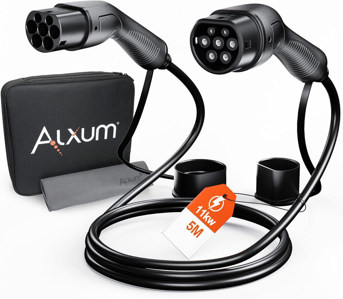 <font dir="auto" style="vertical-align: inherit;"><font dir="auto" style="vertical-align: inherit;">        Alxum Type 2 charging cable, 11 kW/16 A/5 meter, 3-phase, type 2 to type 2, EV charging cable for electric cars, with carrying case, compatible wit