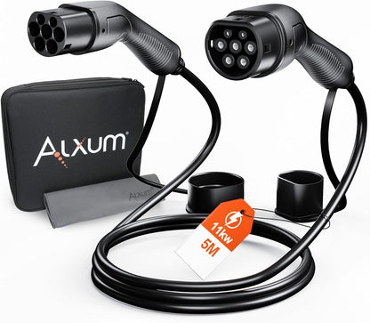 <font dir="auto" style="vertical-align: inherit;"><font dir="auto" style="vertical-align: inherit;">        Alxum Type 2 charging cable, 11 kW/16 A/5 meter, 3-phase, type 2 to type 2, EV charging cable for electric cars, with carrying case, compatible wit
