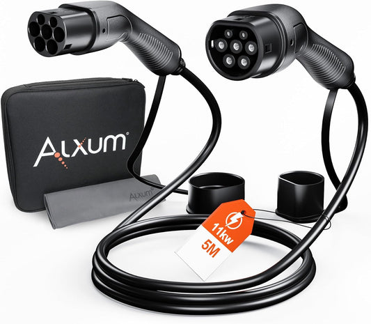 <font dir="auto" style="vertical-align: inherit;"><font dir="auto" style="vertical-align: inherit;">        Alxum Type 2 charging cable, 11 kW/16 A/5 meter, 3-phase, type 2 to type 2, EV charging cable for electric cars, with carrying case, compatible wit