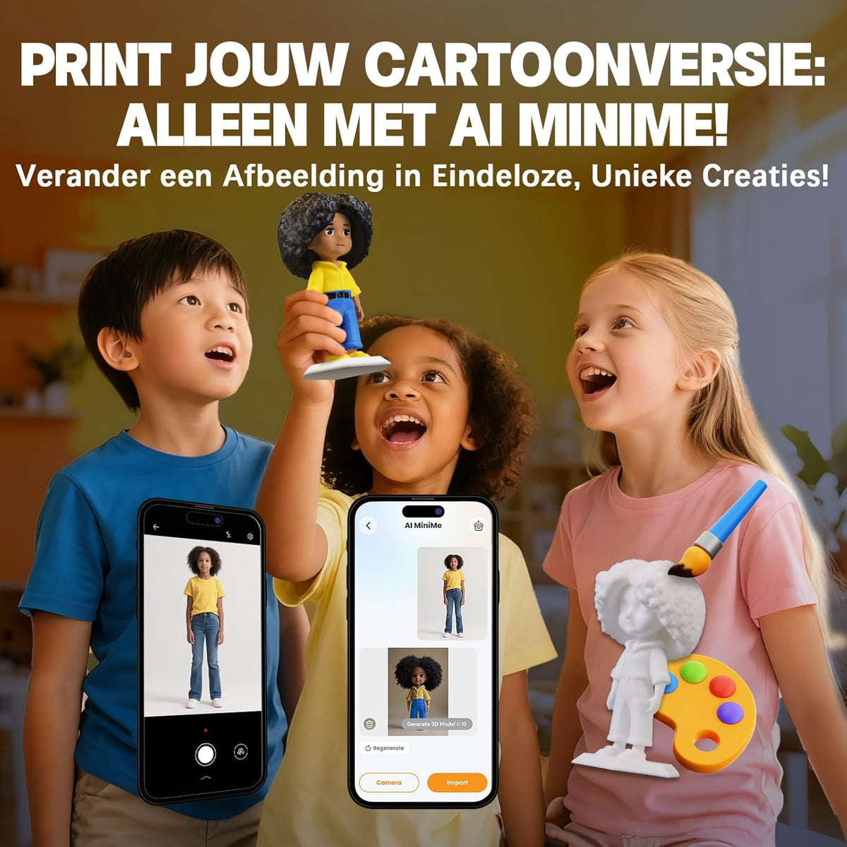 3D-printer – 3D-Printer Voor Thuis – 3D-Printer Voor School – Creatieve 3D-Printer – AI 3D-Printer – Intuïtieve AI-Ontwerpapplicatie – Inclusief 8 Stuks PLA-Filament