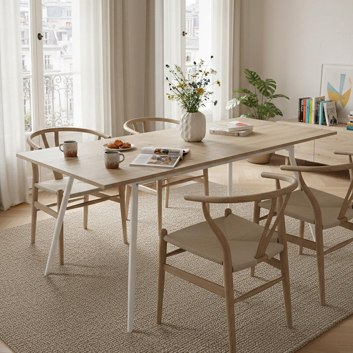 Uittrekbare Eettafel – Verlengbare Tafel – Keukentafel – Multifunctionele Tafel – Ruimtebesparende Eettafel – MDF Zandeiken Blad – Stabiel Gepoedercoat Metalen Frame – 120-160x80 cm – Voor 4-6 Personen