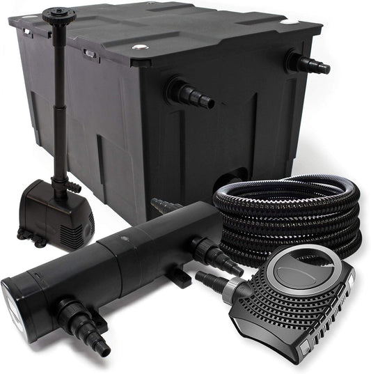 Filterset vijverfilter 60.000l SuperEco pomp slang UVC-zuiveraar 18W, fonteinpomp, skimmer