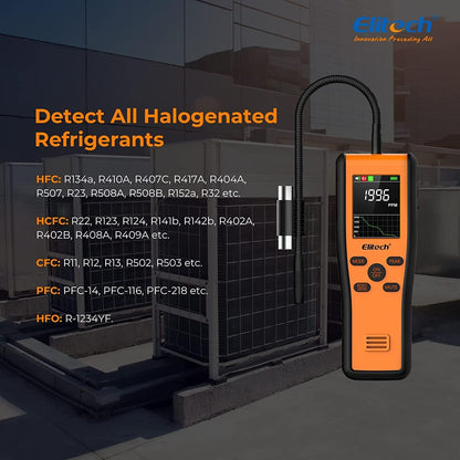 Elitech PPM Infrarood-koudemiddel-gaslekdetector, vast positioneerbare HVAC-lekdetector, met APP en OTA-upgradefunctie