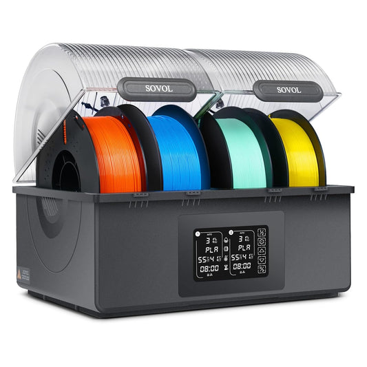 Sovol SH03 filamentdroger met 4 spoelen, 3D-printerfilament droogbox 85 °C Max, verbeterde circulatieventilatoren/automatische vochtverwijdering/automatische droogmodus voor PLA PETG TPU ABS 1,75/2,85