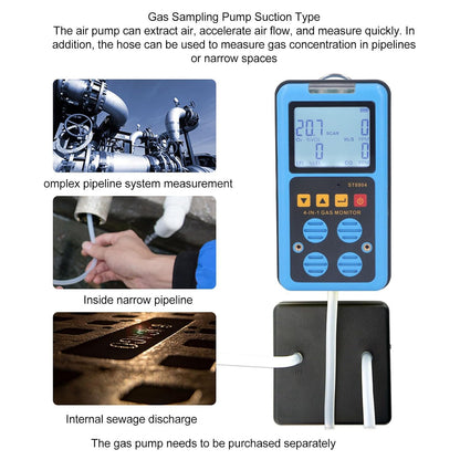 4 in 1 Gasmonitor, CO H2S O2 LEL Veelvoudige Indicator Geluidslicht, Trilling, Alarm Gaslekdetector met Achtergrondverlichting Handheld Gasdetector voor Thuis Chemisch Laboratorium
