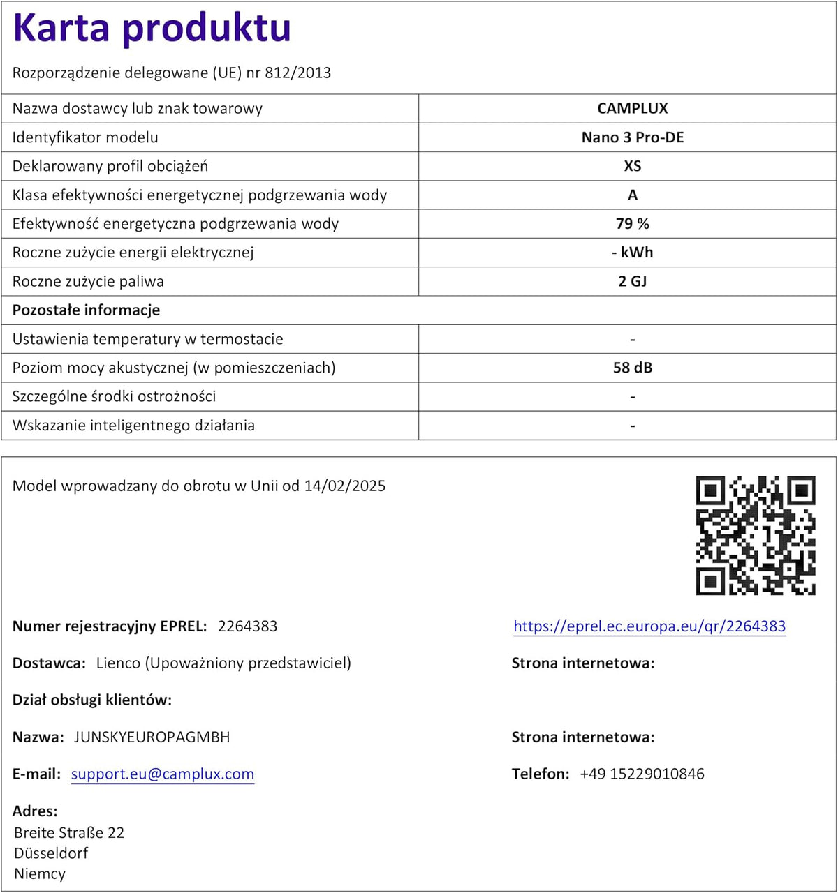 CAMPLUX Gas Boiler 3 Liter Draagbare met Waterpomp Nano 3 Pro-DE, LPG, 50mbar, voor Buitendouche, Camping, Campers, Nano Series