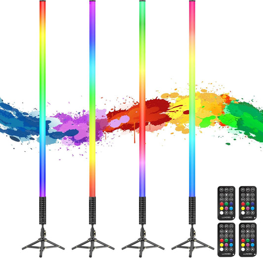 4 Stuks Led-Videolichtstaaf – Led Videolamp – Led Video Lichtstaaf – Rgb Videolicht – Handheld Fotografie Licht – 5000 mAh Accu – USB-C Opladen