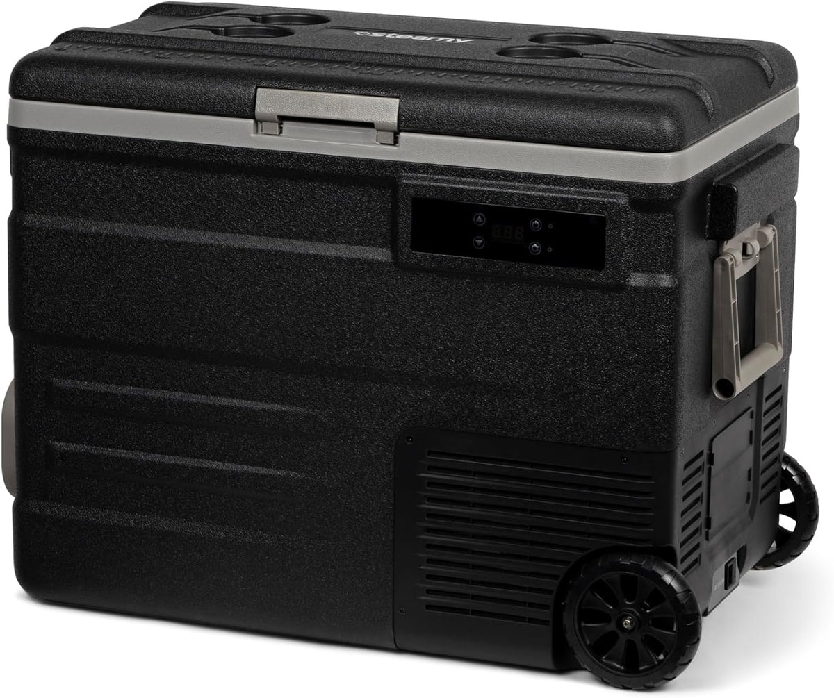 Steamy-E Single Zone 55 Roller, Elektrische Compressor Koelbox op Wielen, 55 Liter, Zwart, 12V/230V, voor vriezen en koelen van -20 tot +20, ideaal voor op de camping