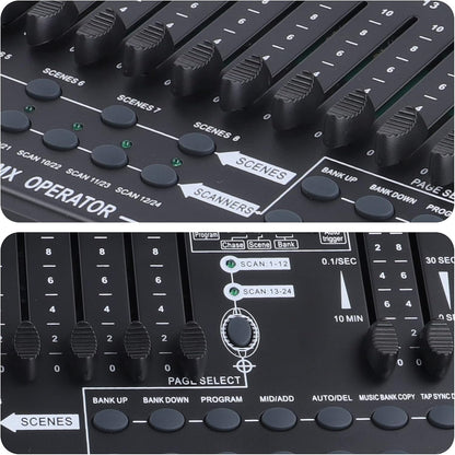 UKing DMX Controller, 384 kanalen, DMX512 controller, console, 240 programmeerbare scènes voor DMX besturing, DMX-lichtpult, party, DJ, disco, moving head, licht, podium, lamp, besturingsuitrusting
