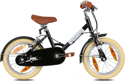 PROMETHEUS BICYCLES Retro Kinderfiets 14 inch vanaf 4 jaar - Kinderfiets voor meisjes en jongens, fiets voor kinderen PETITAGE in zwart