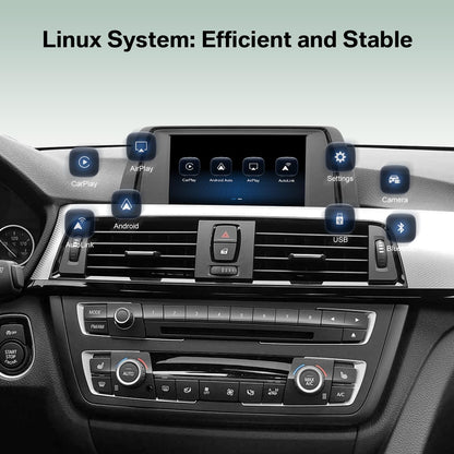 Linux Retrofit Kit Decoder met Draadloze CarPlay & Android Auto Mirrorlink Navigatie voor BMW 1 3 5 6 7 Serie E81 E90 F10 2008-2012 X1 X3 X5 X6 CIC Systeem E70 E71 F25 2009-2015 (past niet voor F20