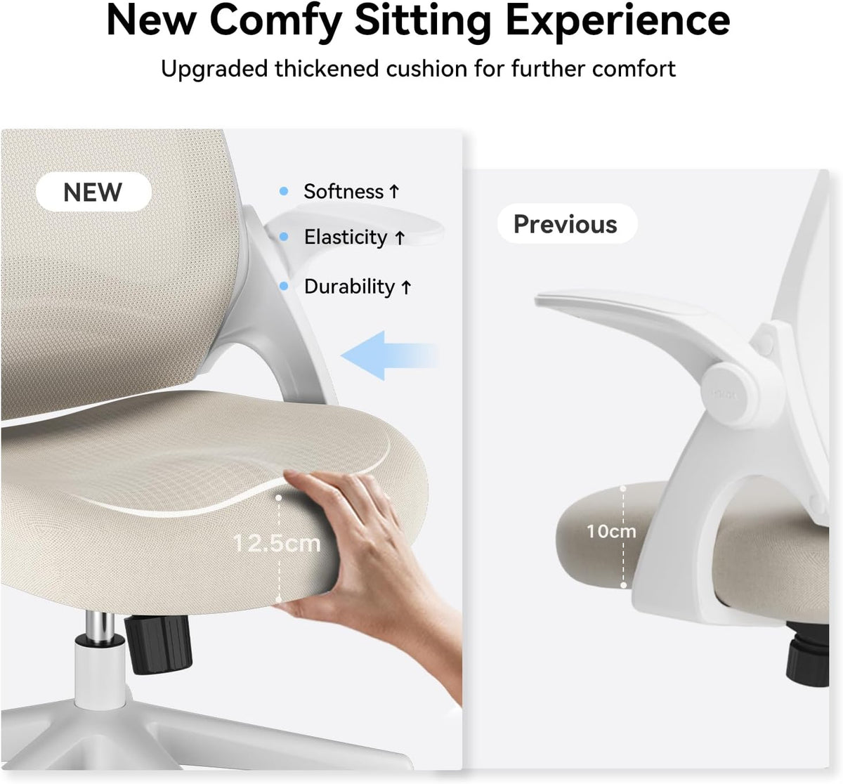 Bureaustoel – Ergonomische Stoel – Office Chair – Kantoorstoel – Bureaustoelen – Inklapbare Armleuningen – Canvas Zitting – 360° Draaibaar