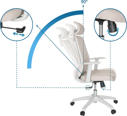 hjh OFFICE Thuisgebruik bureaustoel MIKEO W stof/netstof Beige