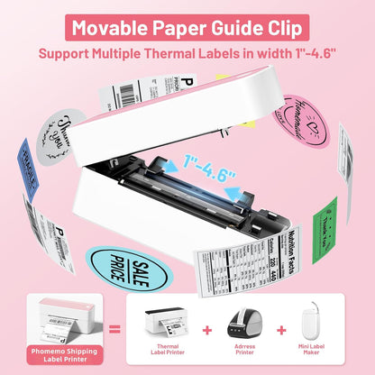 Phomemo Bluetooth thermische labelprinter voor verzendlabel, draadloze verzendlabelprinter, compatibel met iOS, Android, PAD en pc, veel gebruikt voor Amazon, Ebay, Shopify, TikTok, Etsy, USPS, FedEx,