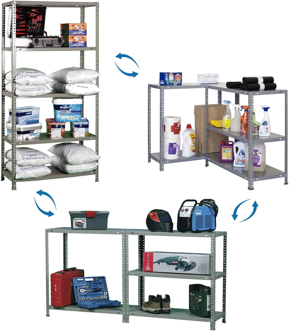 Simon Rack Stellingkast Metaal, 2000x1100x400 mm, Buigpunt 90, 5 Verstelbare Niveaus, Metalen Planken, Robuust Opslagrek voor Garage, Kelder en Werkplaats, Grijs – Simon Classic