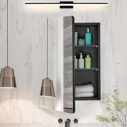 VEVOR Medicijnkast, 60 x 76 cm, voor badkamer met spiegel, aluminium frame, badkamerhangkast, 2-laags verstelbare planken, inbouw- en wandmontage