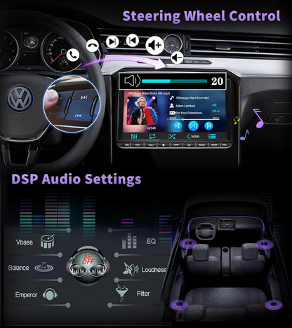 DAB+ Autoradio – Autoradio Met Scherm – Dubbele DIN Radio – Auto Multimedia Systeem – Car Audio Systeem – 9 Inch QLED Touchscreen – Draadloze Apple CarPlay & Android Auto