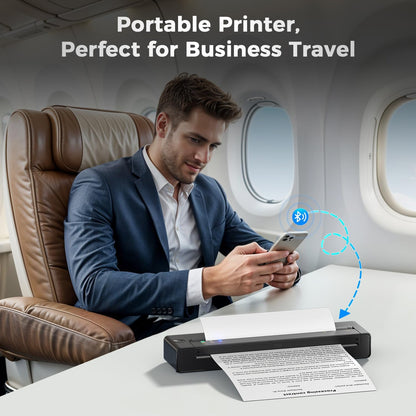 Draagbare Printer – Mobiele Printer – Thermische Printer – Mini Printer – Bluetooth Printer – Inktloos Printen – Lichtgewicht 0,6 kg – Ondersteunt A4 & US Letter