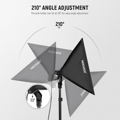NEEWER Softbox verlichtingsset, equivalent aan 700 W, verpakking van 3 stuks, CE & UKCA gecertificeerde 5700 K led-gloeilampen, 61 x 61 cm softboxen met E27-fitting, continue fotografieset, fotostudio