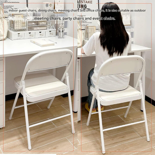 Klapstoel - Vouwstoel - Eettafelstoelen - Set van 4 - Opklapbare Stoelen - Draagbare - Makkelijk  Opbergbare - met Metalen Frame  - voor Binnen - Buiten - Kantoor - Kamperen - Vinyl - 46 x 46 x 75 cm - Wit