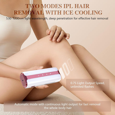 Lichttherapie - Rood Licht Therapie - LED-Therapie - IPL-Apparaten - Gratis Veiligheidsbril - 2 Laser Ontharing - met 3 Functies - HR-  SC - RA - Rood Licht Huidverjonging -  Saffier Ijskoeling - Lichte Pijnvrije Lazer Epilator - Roze