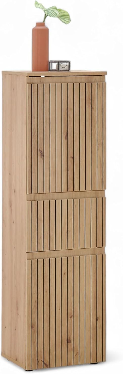 Stella Trading Austin badkamercommode in Artisan eikenlook, wilde eiken-look, FSC-gecertificeerd - badkamerkast met veel opbergruimte - 40 x 136 x 31 cm (b x h x d)