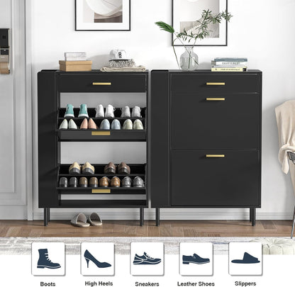 Schoenenkast – Schoenrek – Schoen opberger – Schoenenhouder – Schoenmeubel – Met Verstelbare Vakverdelers – Ruimtebesparend Ontwerp 75x24x105 cm – Rustiek Wit