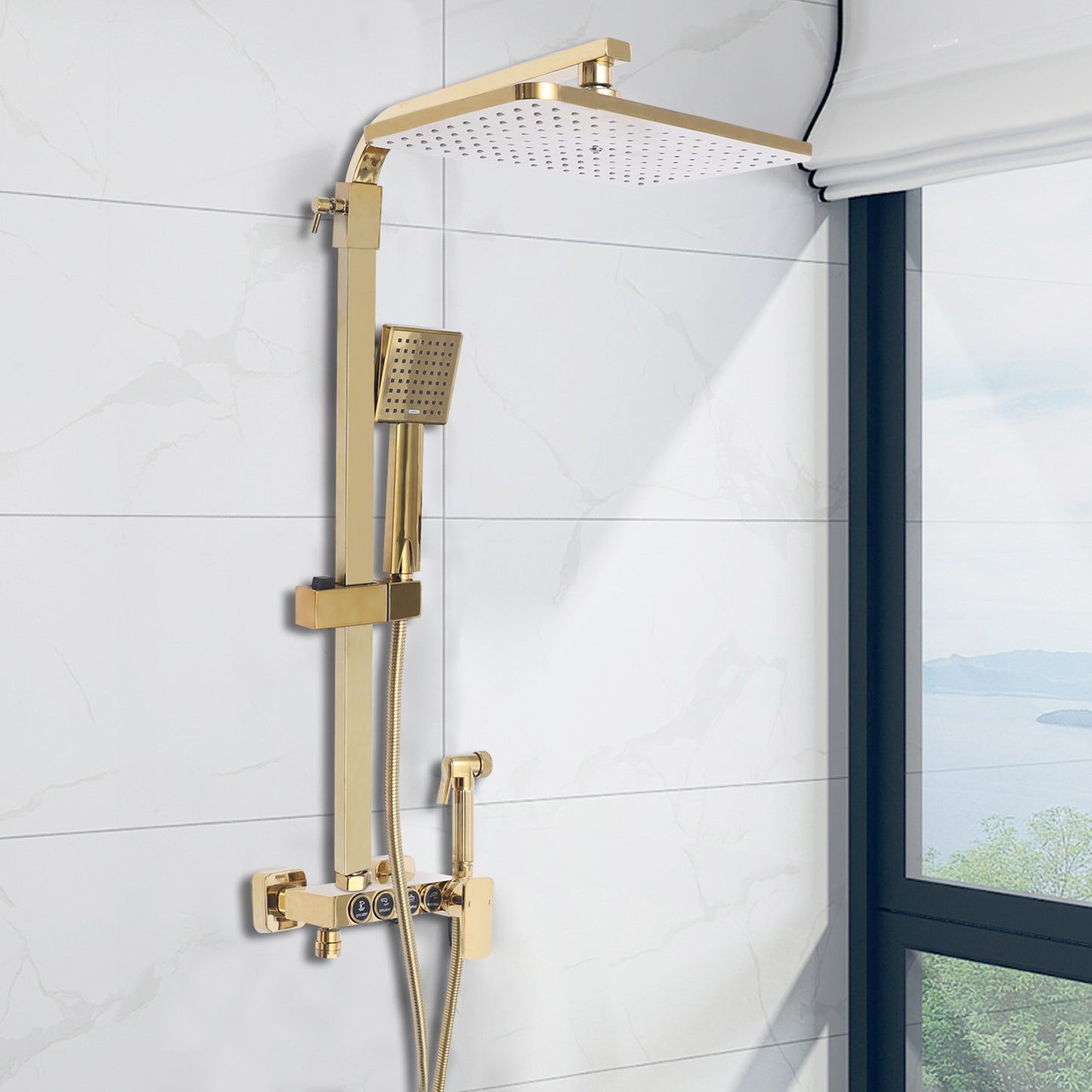 Wall Mounted Shower Set, Golden Shower Set, Wall Mounted Shower Fixtures
