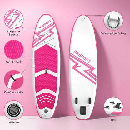 FBSPORT Opblaasbaar stand-up-paddleboard, stand-up paddleboard, 15 cm dik, surfplankkit met verstelbare aluminium SUP-peddel + handpomp