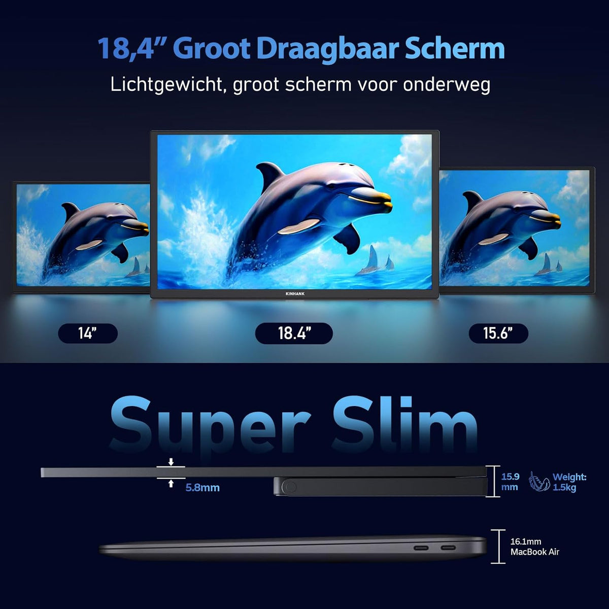 4K Portable Monitor, 18.4 inch Portable Screen, Google TV, 3840*2160 UHD Portable Display, HDR, 85% NTSC, IPS matte eye care screen for PC/laptop/phone/tablet/Xbox/PS4/5/Switch, USB C/HDMI - QUORE