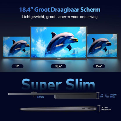 4K Portable Monitor, 18.4 inch Portable Screen, Google TV, 3840*2160 UHD Portable Display, HDR, 85% NTSC, IPS matte eye care screen for PC/laptop/phone/tablet/Xbox/PS4/5/Switch, USB C/HDMI - QUORE