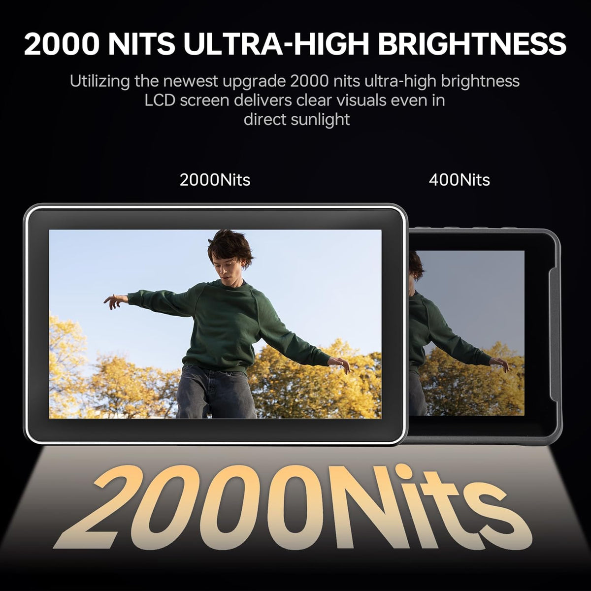 VILTROX DC-X2 Camera Field Monitor 2000 Nits Hoge Helderheid Touchscreen 6 Inch DSLR Camera Monitor met 1920x1080 IPS 4K HDMI Loop in/Out 3D LUTs Waveform Video Peaking Focus Assist Batterij,Zonnekap